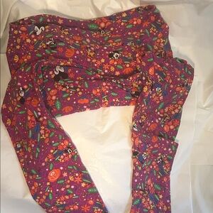 LuLaRoe Purple Floral Disney Character Leggings